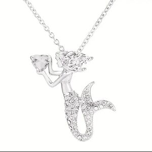 White Mermaid Cartoon Girl Necklace